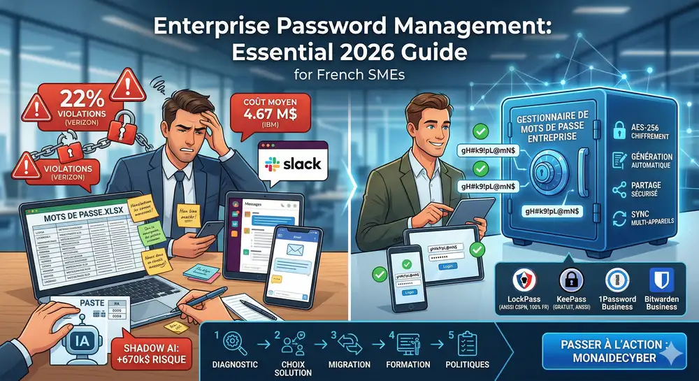 Gestionnaire de mots de passe entreprise : comparatif 2026