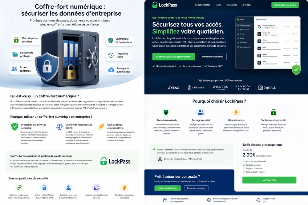 coffre-fort num&eacute;rique pour s&eacute;curiser les mots de passe en entreprise