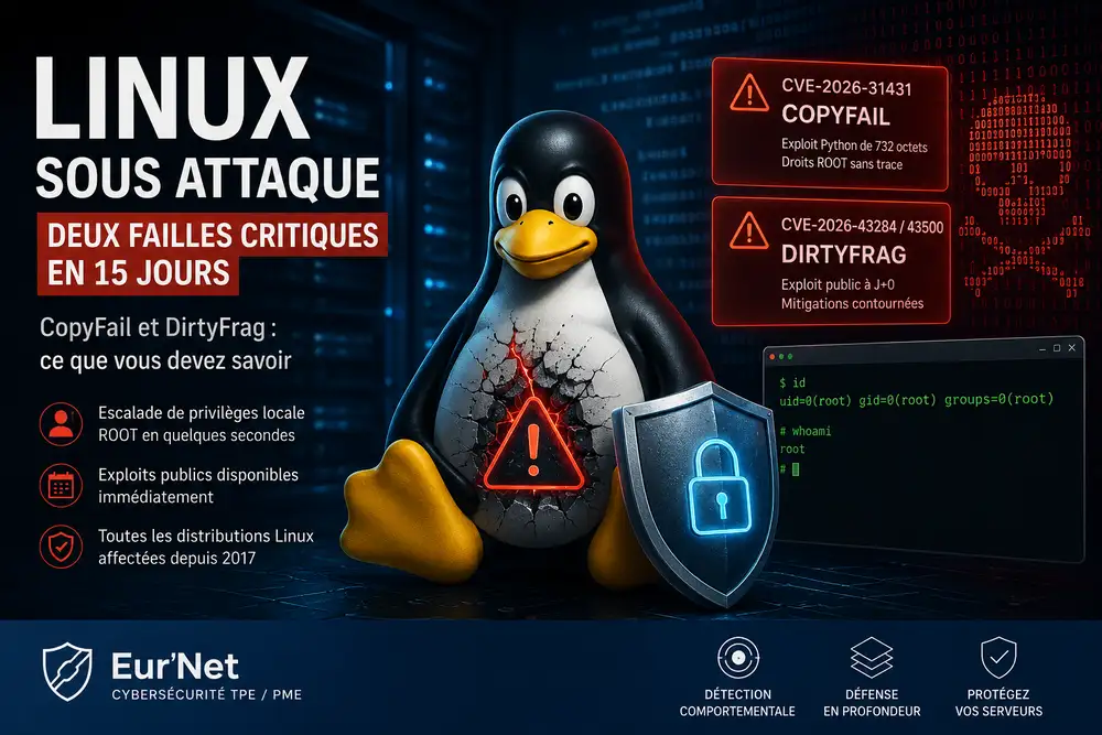 Failles Linux critiques CopyFail et DirtyFrag sur serveur PME vuln&eacute;rable