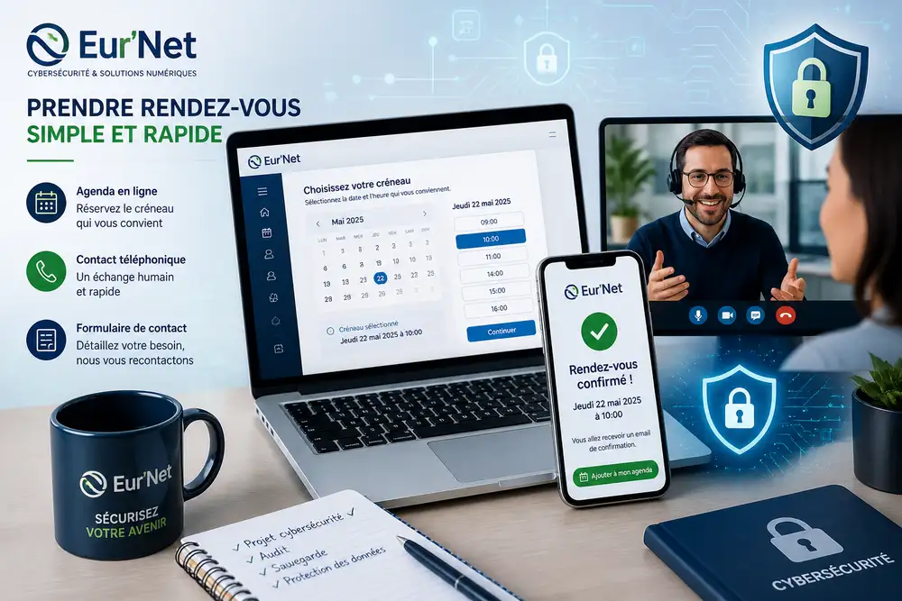 prise de rendez-vous cybers&eacute;curit&eacute; en ligne avec calendrier interactif EurNet