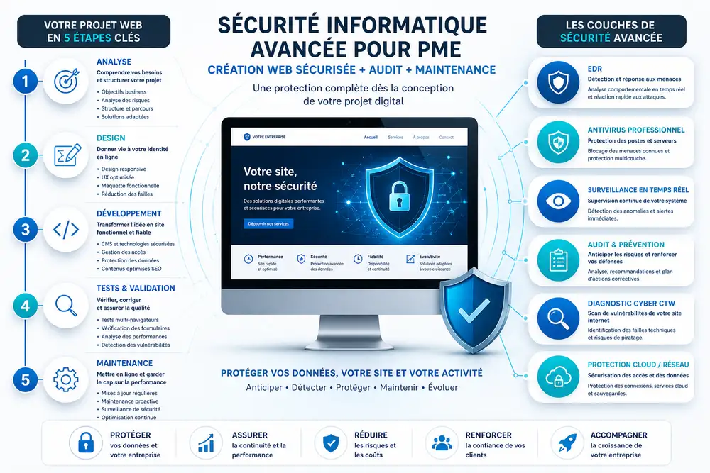 s&eacute;curit&eacute; informatique PME protection r&eacute;seau EDR antivirus entreprise