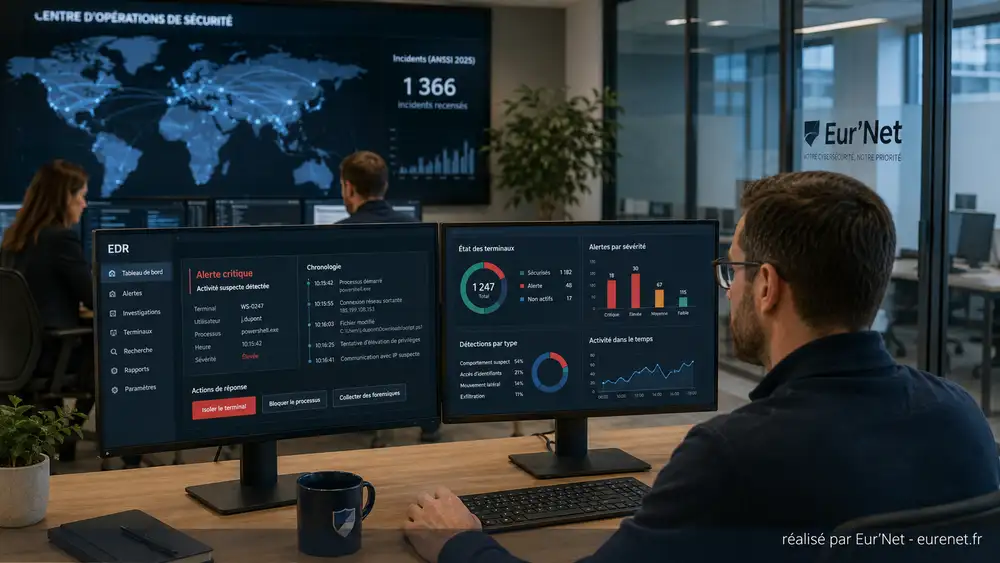 EDR cybersécurité analysant les menaces sur les postes d’entreprise